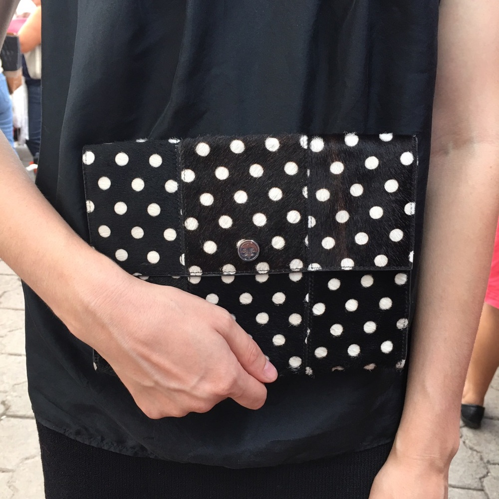 Club Monaco Black and White Polka Dot Clutch